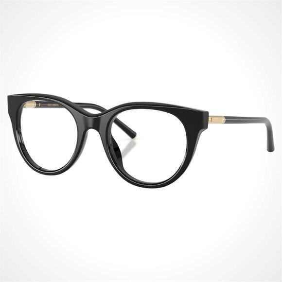 Dolce & Gabbana Accessories - New Dolce&Gabbana Eyeglasses Black Phantos Gold Metal Logo 53-21 Glasses Frames